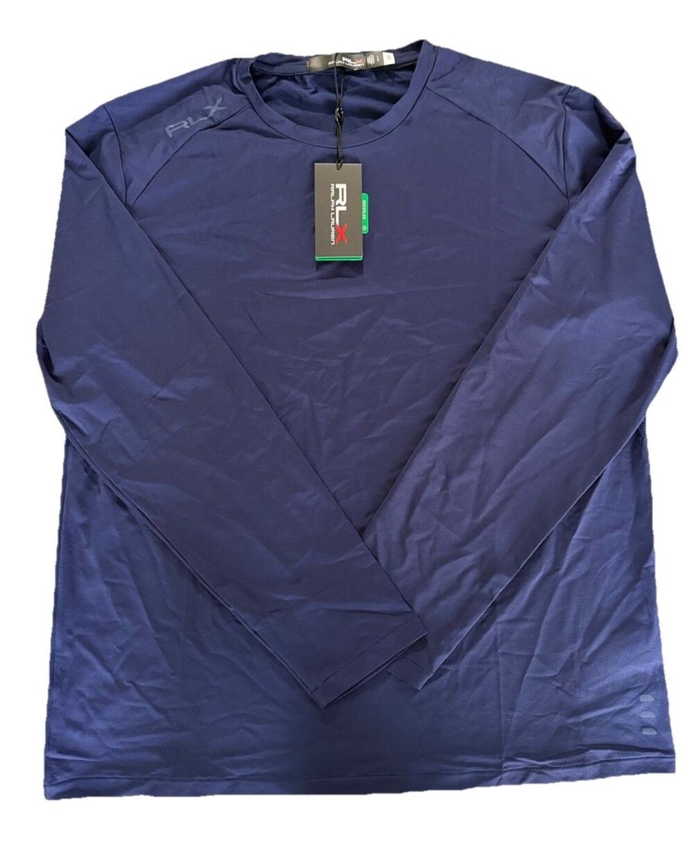 NWT RLX Ralph Lauren Performance Mesh Long Sleeve T-Shirt Large Navy Blue $128